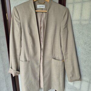 Calvin Klein Long Blazer Beige Sz 4